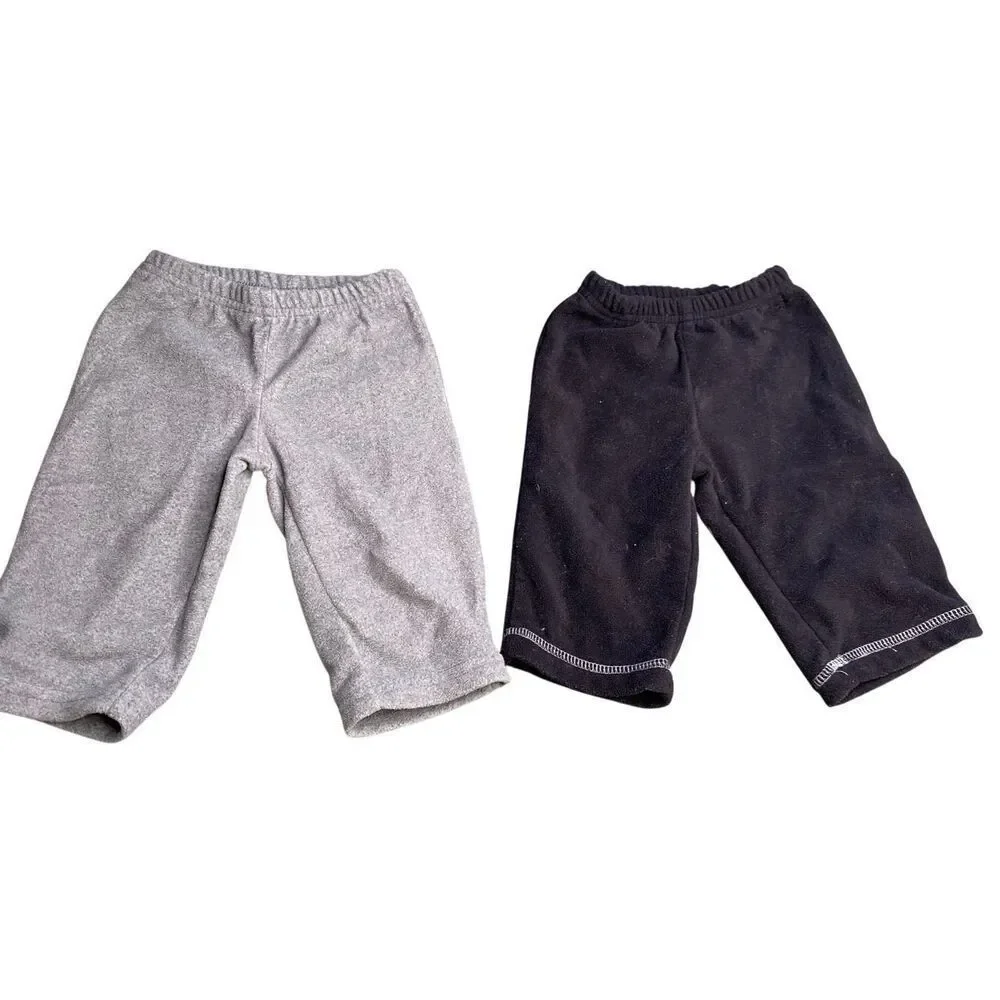 Carter’s Fleece Pants Bundle Gray Black Pull On Baby 3 Months 2pc Soft Comfort